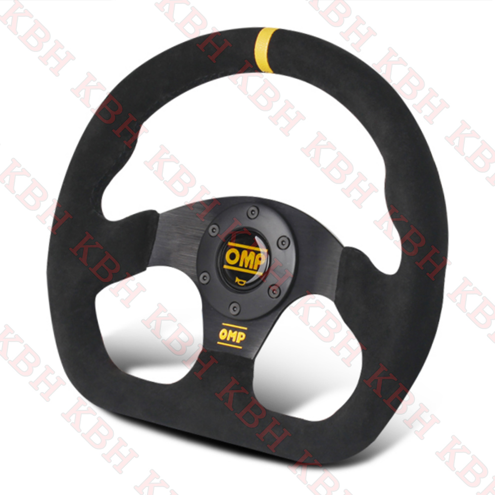 320mm Black Suede Leather Flat Racing Sport Steering Wheel OMP ...