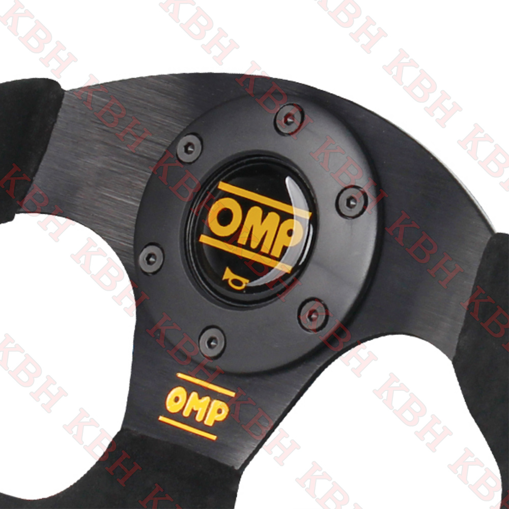 320mm Black Suede Leather Flat Racing Sport Steering Wheel OMP ...